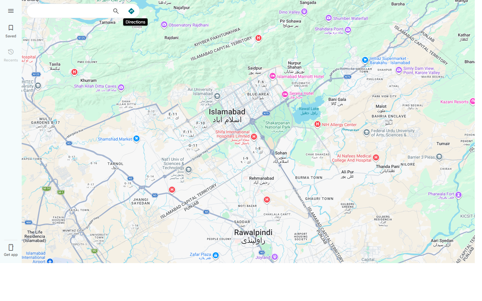 Static OpenStreetMap roads map centered on Islamabad, Pakistan
